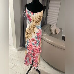 Vintage Y2K Bella blue Beaded leopard Fairy ruffle slip Dress Prom US 16